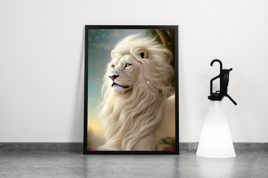 Lion Portrait of Stunning White Lion