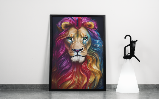 Lion Portrait Shiny Smooth Waves Dripping