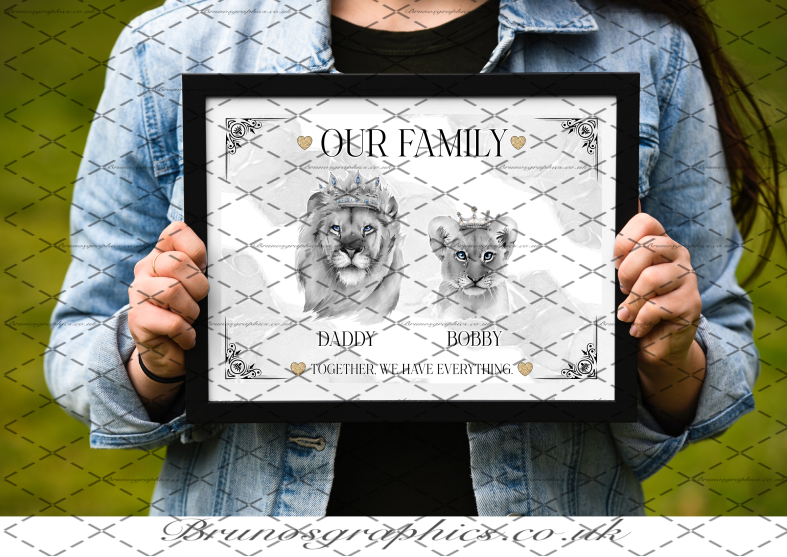 Single Dad / Single Mom Family A3/A4 Lion Print