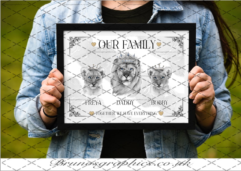 Single Dad / Single Mom Family A3/A4 Lion Print
