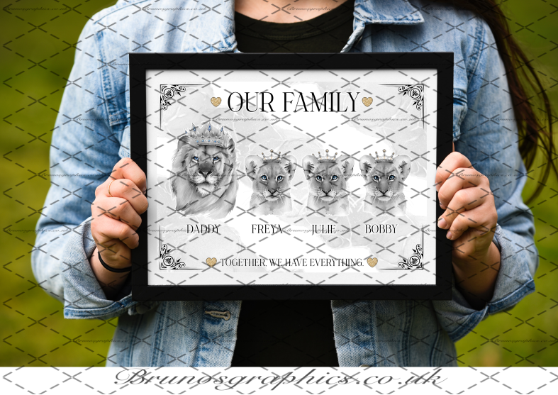 Single Dad / Single Mom Family A3/A4 Lion Print