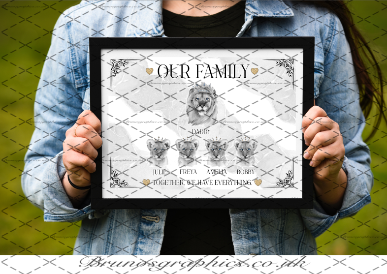 Single Dad / Single Mom Family A3/A4 Lion Print