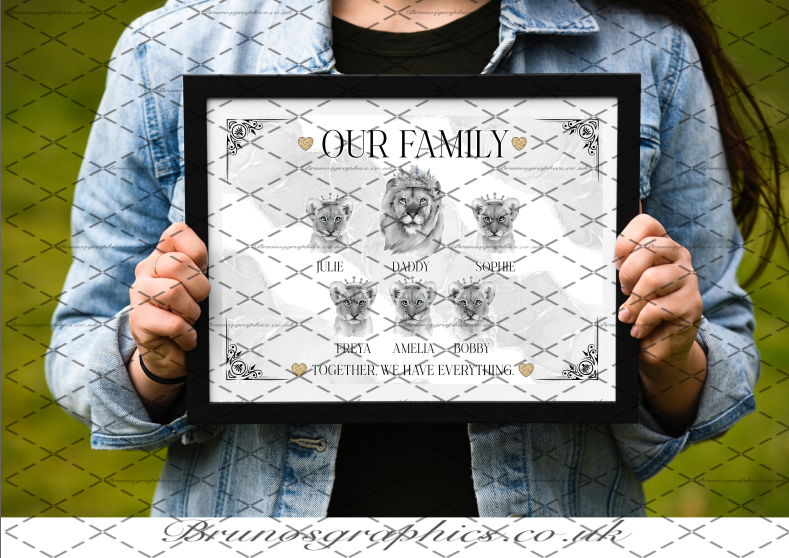 Single Dad / Single Mom Family A3/A4 Lion Print