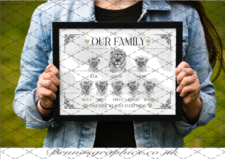 Single Dad / Single Mom Family A3/A4 Lion Print