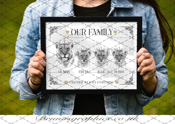Single Dad / Single Mom Family A3/A4 Lion Print