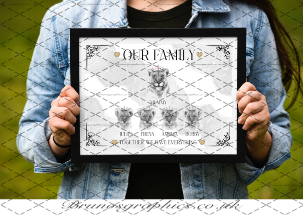 Single Dad / Single Mom Family A3/A4 Lion Print