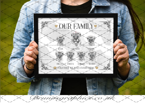 Single Dad / Single Mom Family A3/A4 Lion Print