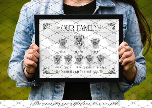 Single Dad / Single Mom Family A3/A4 Lion Print