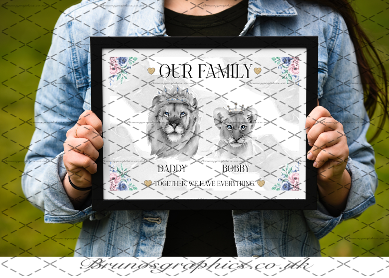 Single Dad / Single Mom Family A3/A4 Lion Print