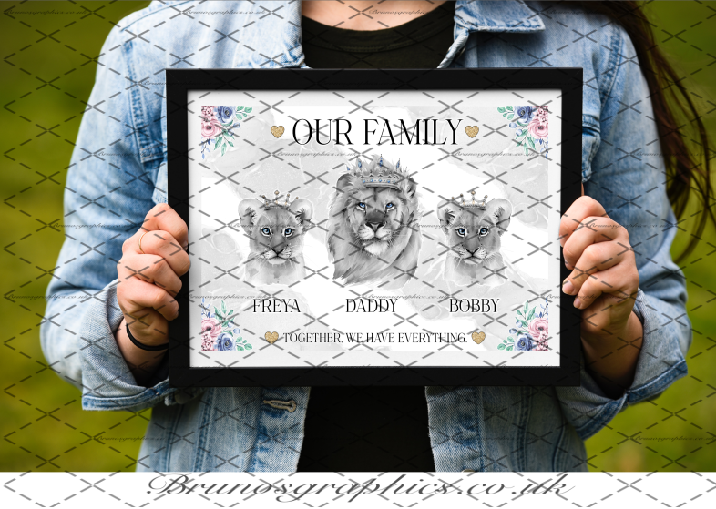 Single Dad / Single Mom Family A3/A4 Lion Print