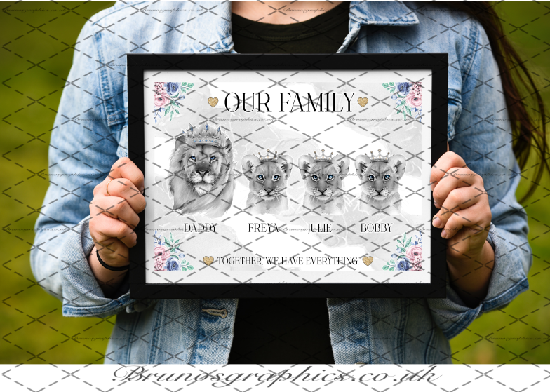 Single Dad / Single Mom Family A3/A4 Lion Print