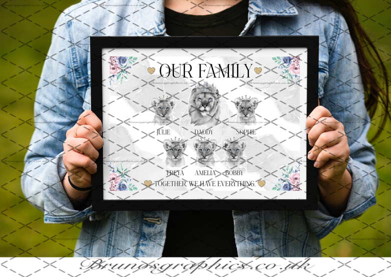 Single Dad / Single Mom Family A3/A4 Lion Print