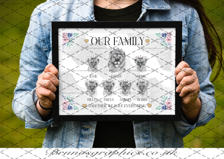 Single Dad / Single Mom Family A3/A4 Lion Print
