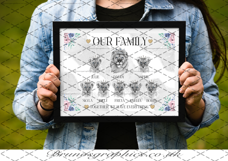 Single Dad / Single Mom Family A3/A4 Lion Print