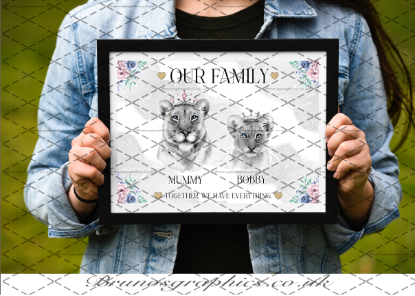 Single Dad / Single Mom Family A3/A4 Lion Print
