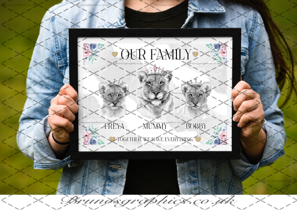 Single Dad / Single Mom Family A3/A4 Lion Print