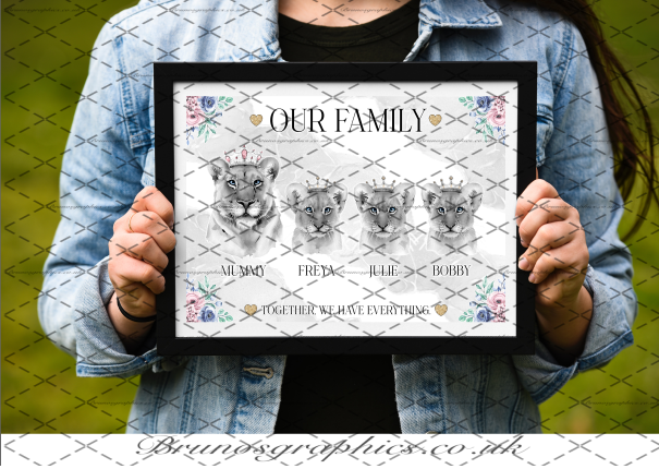 Single Dad / Single Mom Family A3/A4 Lion Print