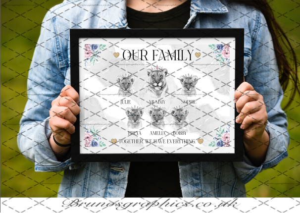 Single Dad / Single Mom Family A3/A4 Lion Print