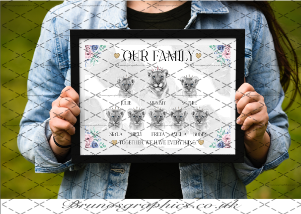 Single Dad / Single Mom Family A3/A4 Lion Print