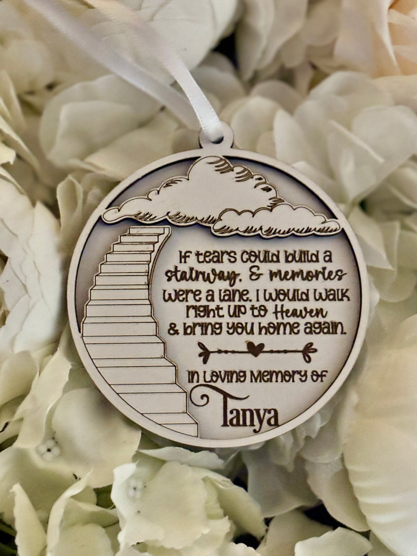1pc Wooden Remembrance Christmas Bauble-Ornament-Stairway To Heaven Memory Decoration