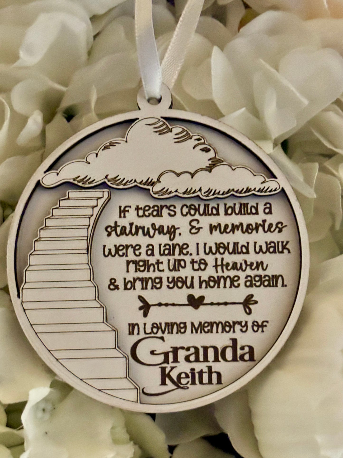 1pc Wooden Remembrance Christmas Bauble-Ornament-Stairway To Heaven Memory Decoration