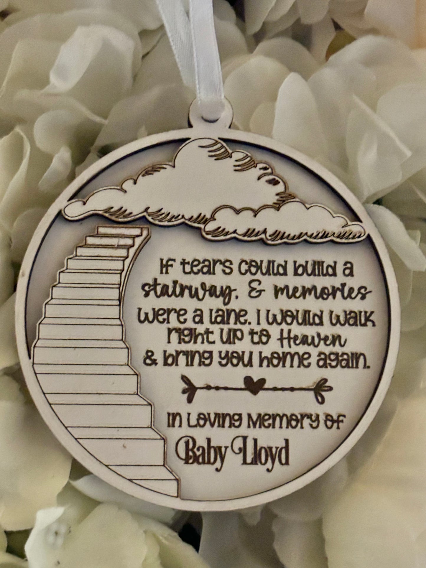 1pc Wooden Remembrance Christmas Bauble-Ornament-Stairway To Heaven Memory Decoration