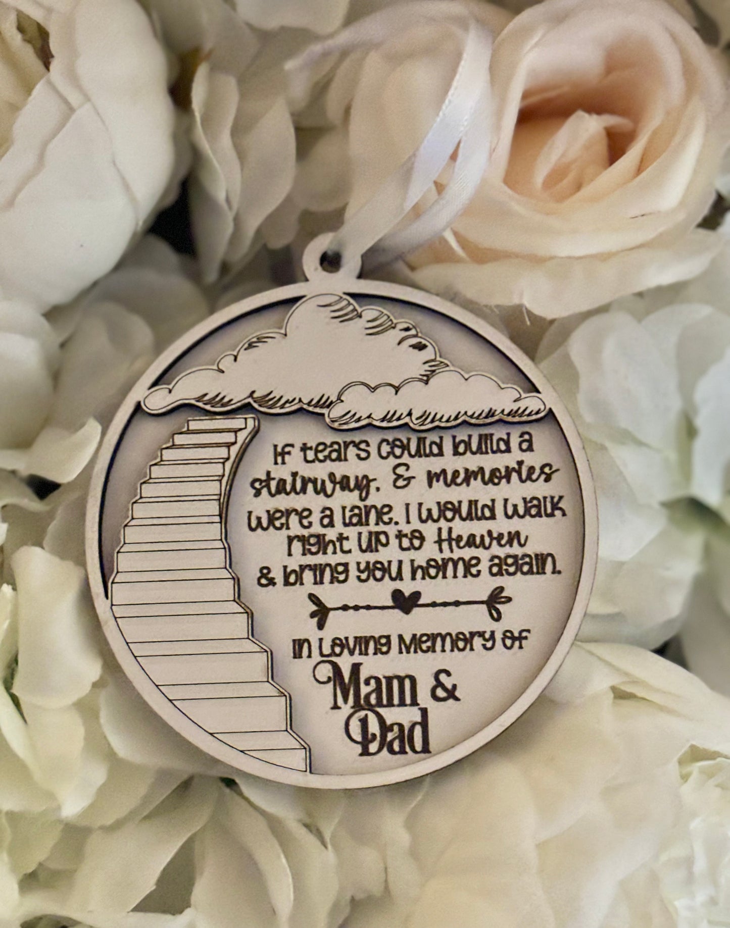 1pc Wooden Remembrance Christmas Bauble-Ornament-Stairway To Heaven Memory Decoration
