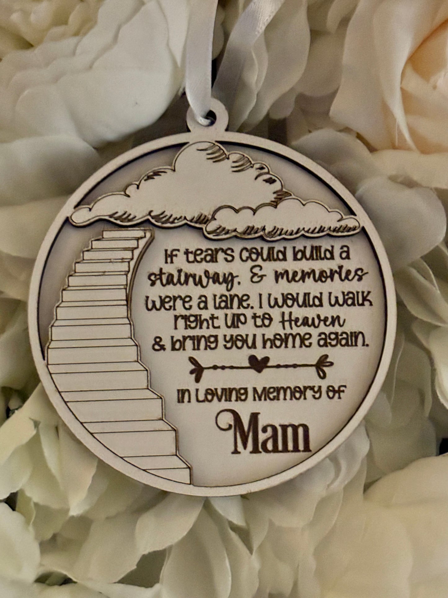 1pc Wooden Remembrance Christmas Bauble-Ornament-Stairway To Heaven Memory Decoration