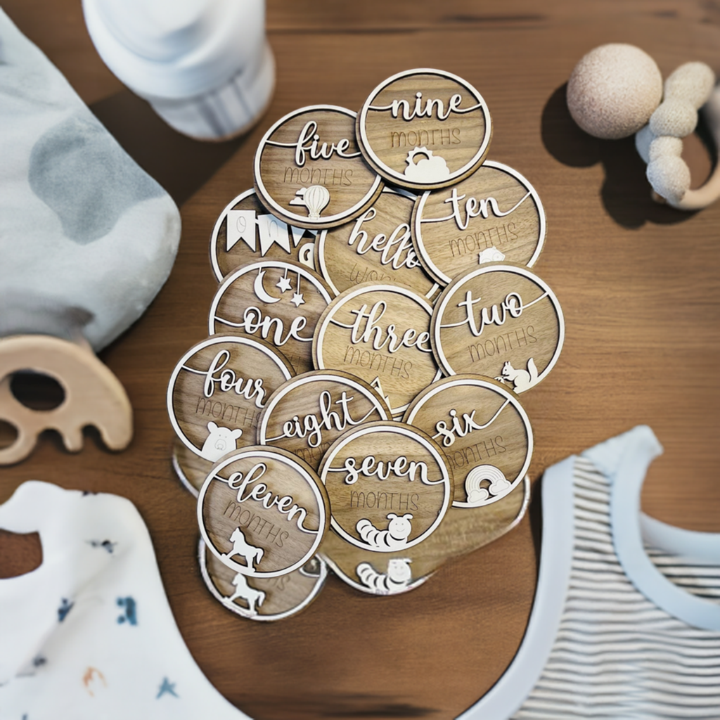 BABY MILESTONE WOODEN DISCS KEEPSAKE