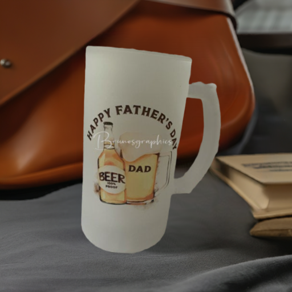 Fathers Day Gift - 16oz Frosted Beer Stein | Perfect for Dad - Glassware Emporium
