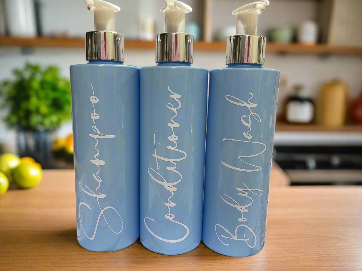 250ml Light Blue Pump Plastic Bottle With Lotion Pump