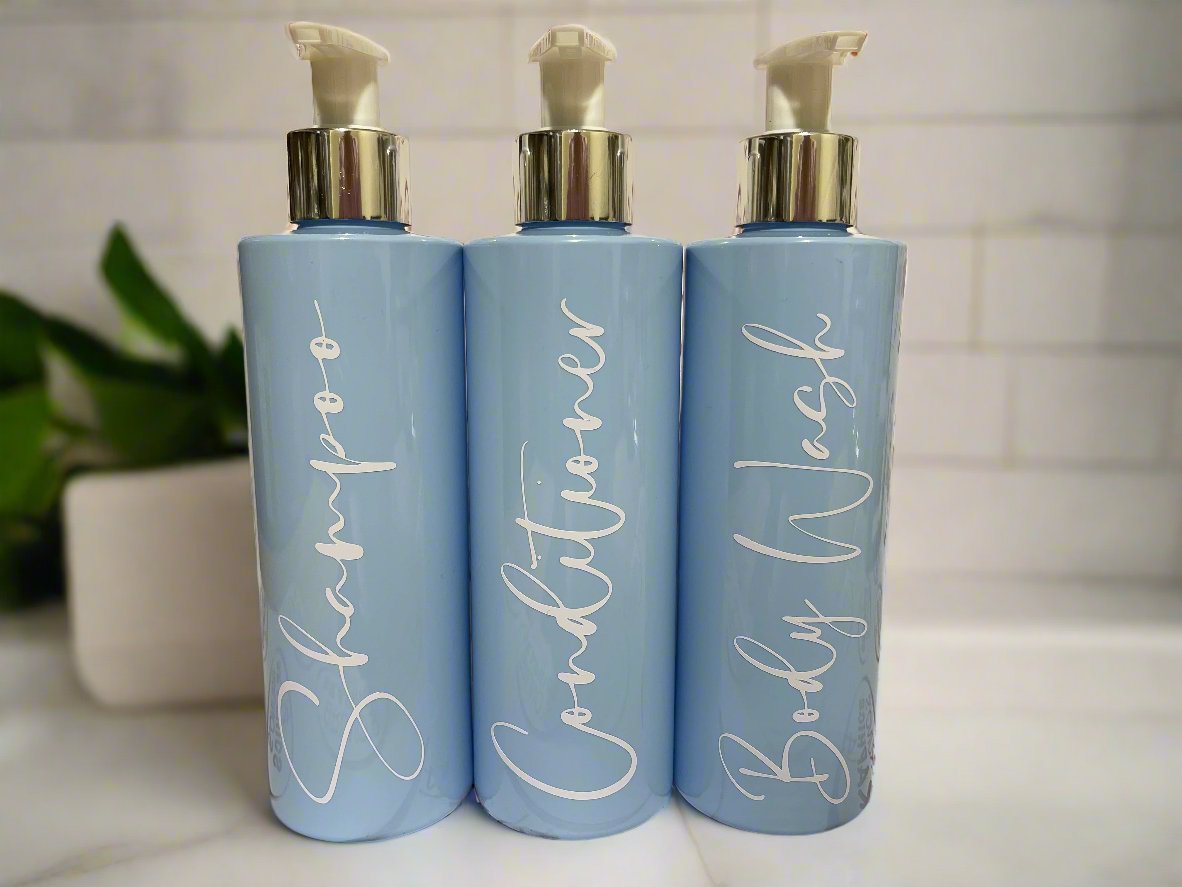 250ml Light Blue Pump Plastic Bottle With Lotion Pump