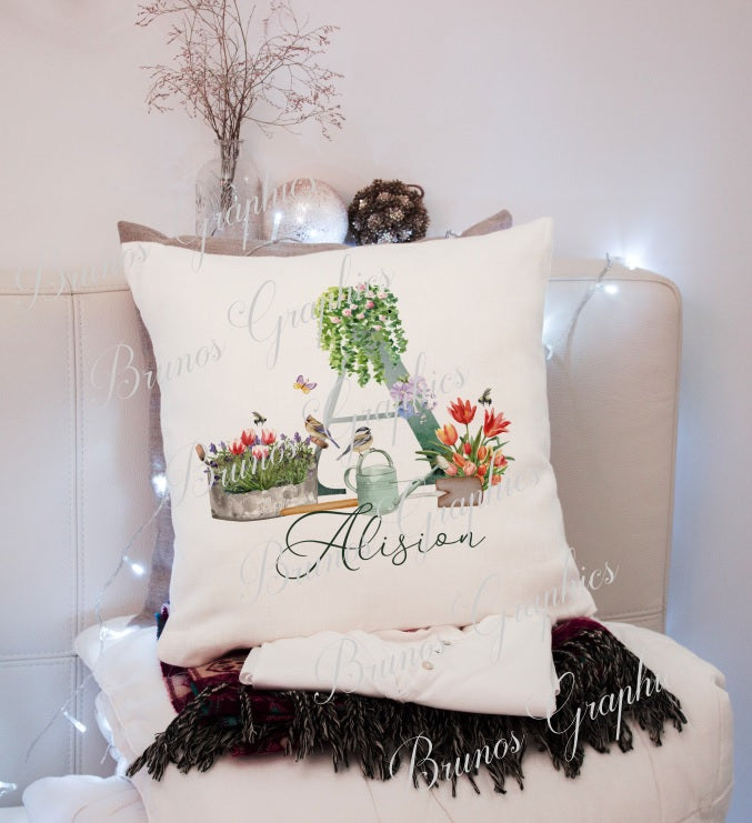 personalised Alphabet gardening cushion