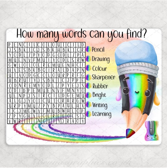 Word Search-Dry Eraser-Aluminium Sheet-Reusable
