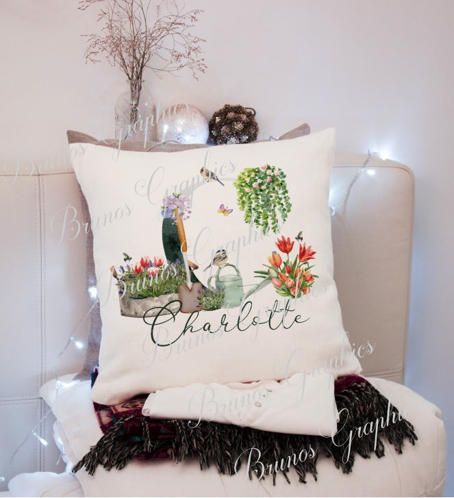 personalised Alphabet gardening cushion