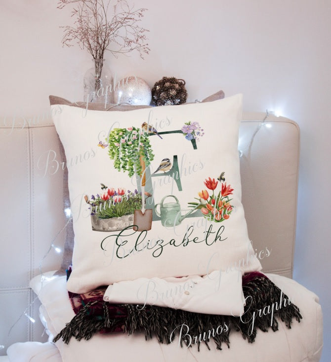 personalised Alphabet gardening cushion