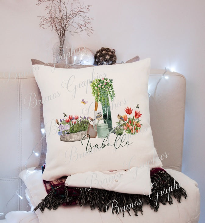 personalised Alphabet gardening cushion