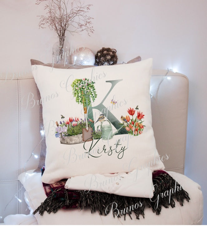 personalised Alphabet gardening cushion