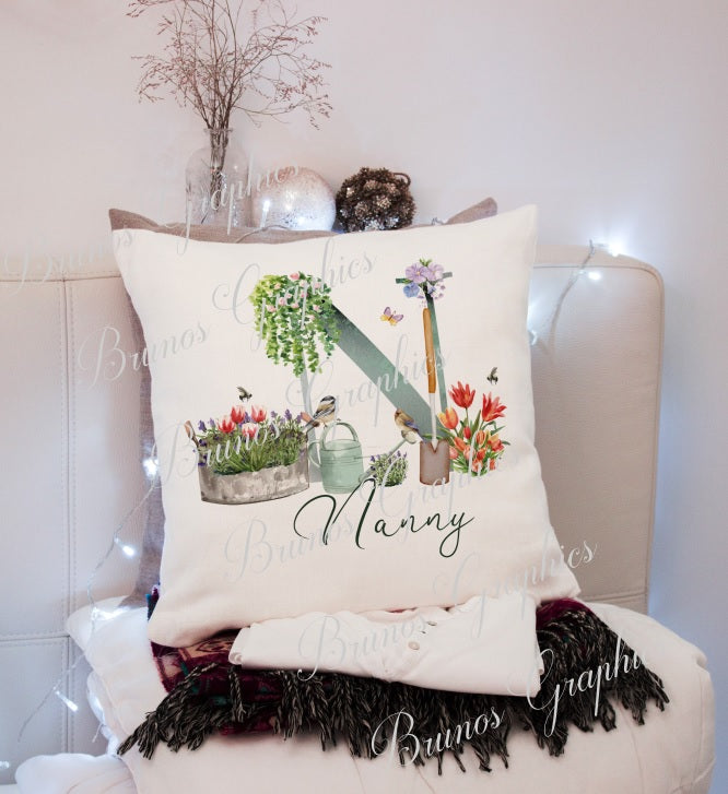 personalised Alphabet gardening cushion