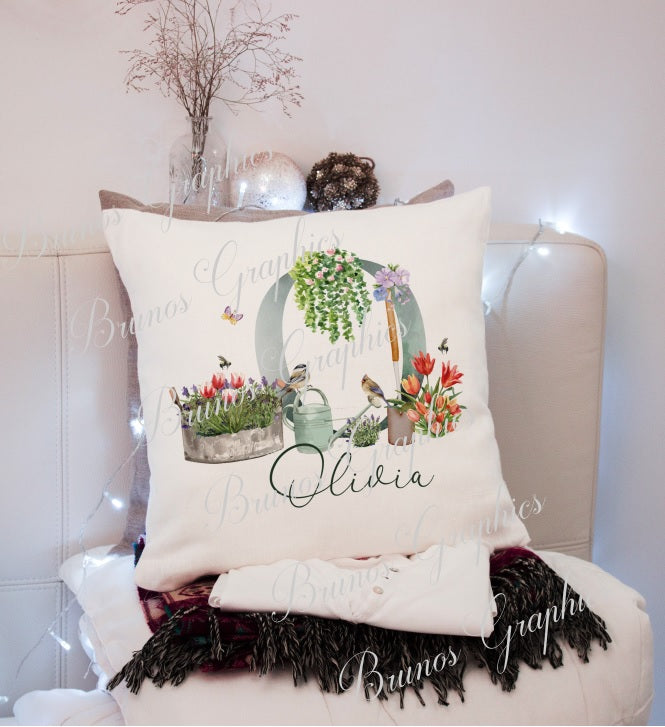 personalised Alphabet gardening cushion