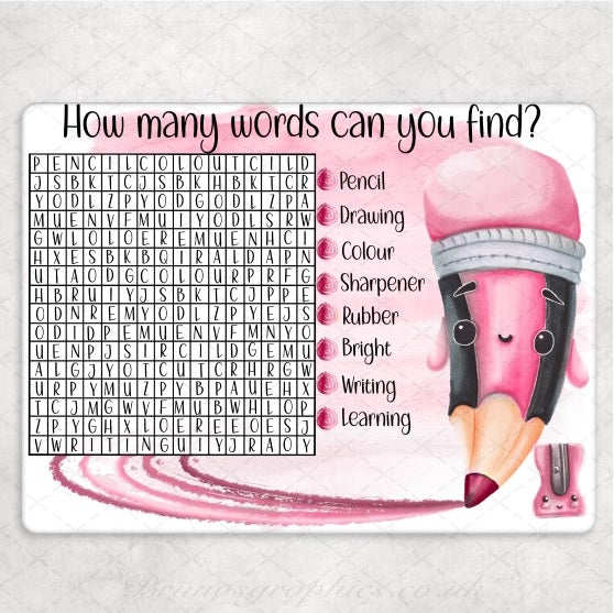 Word Search-Dry Eraser-Aluminium Sheet-Reusable