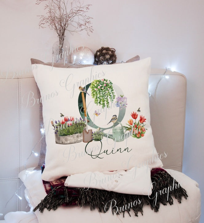 personalised Alphabet gardening cushion