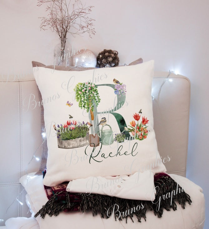personalised Alphabet gardening cushion