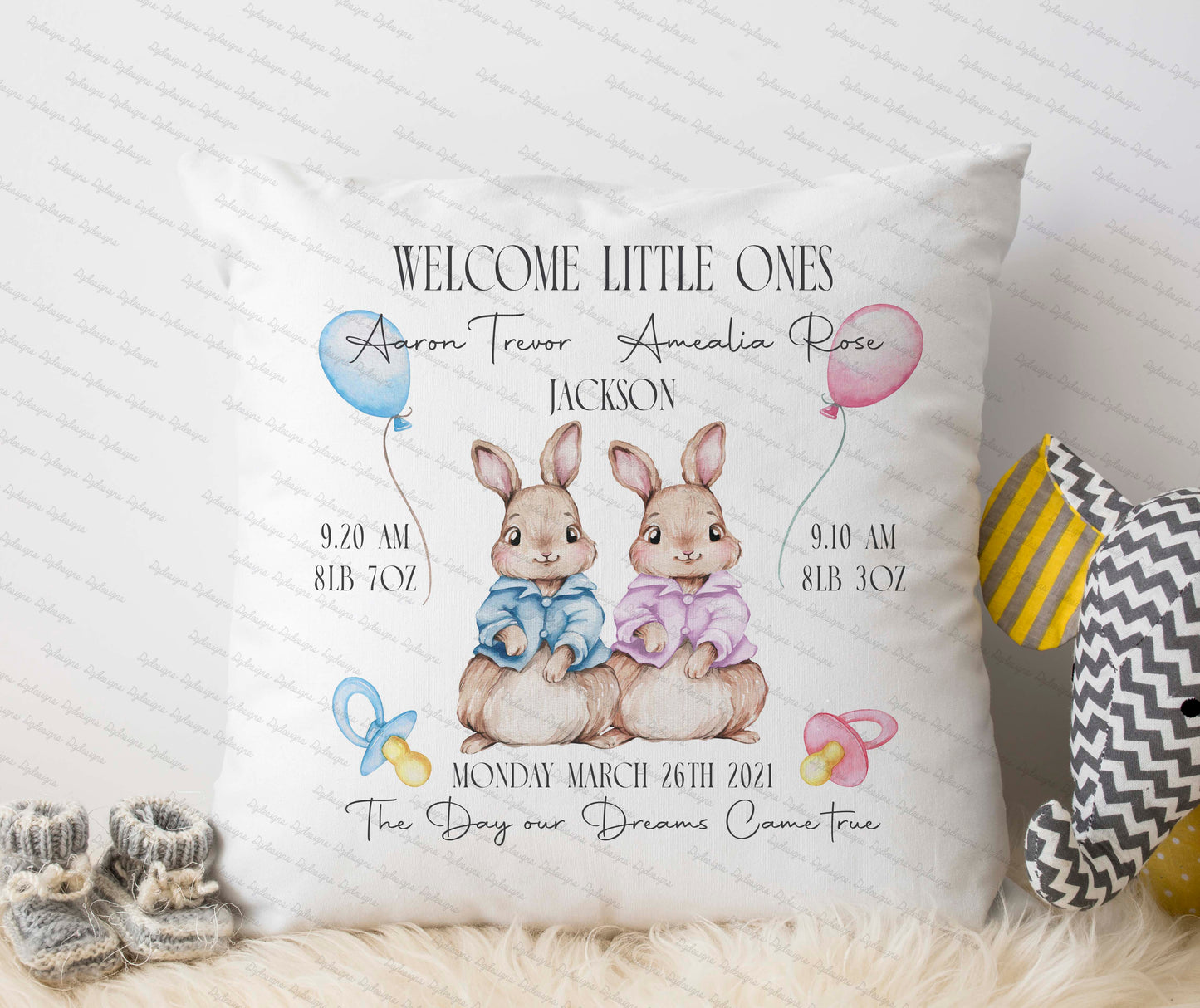 personalised birth stats cushion