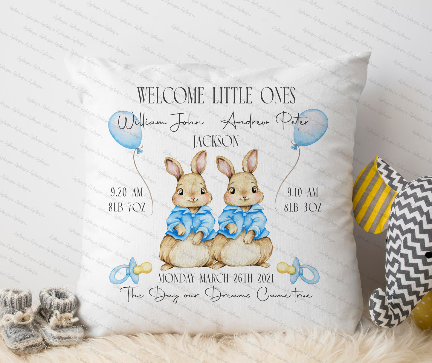 personalised birth stats cushion