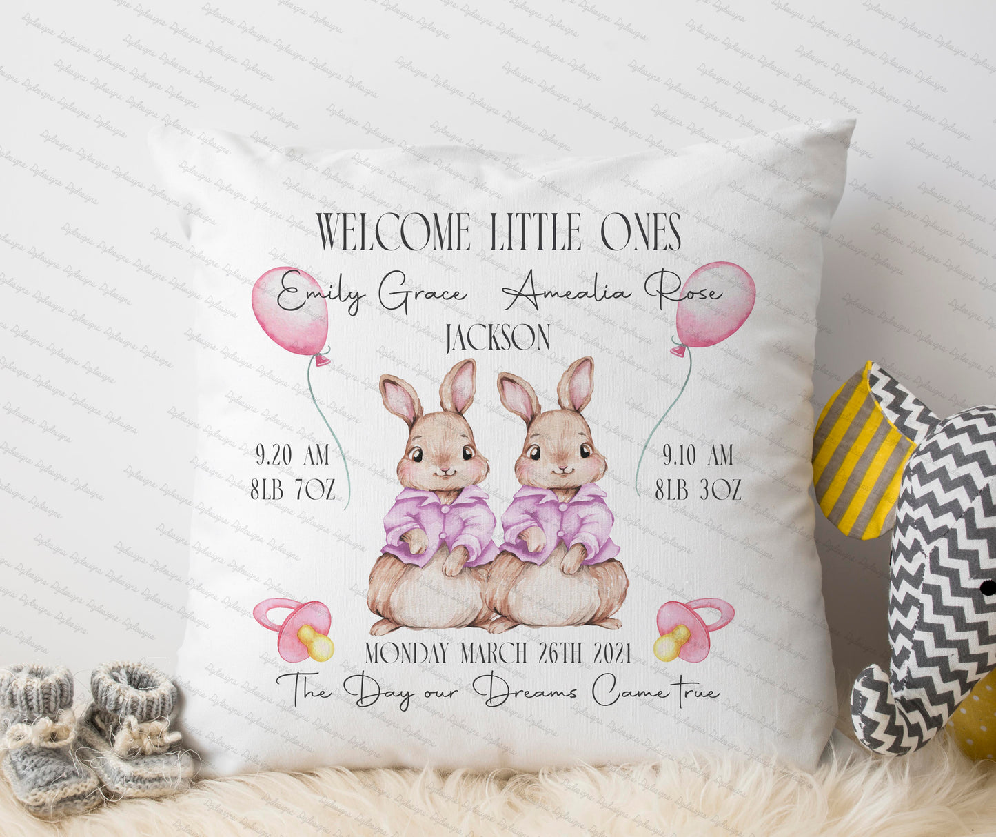 personalised birth stats cushion