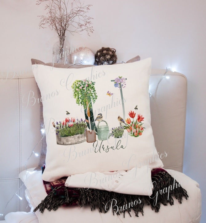 personalised Alphabet gardening cushion