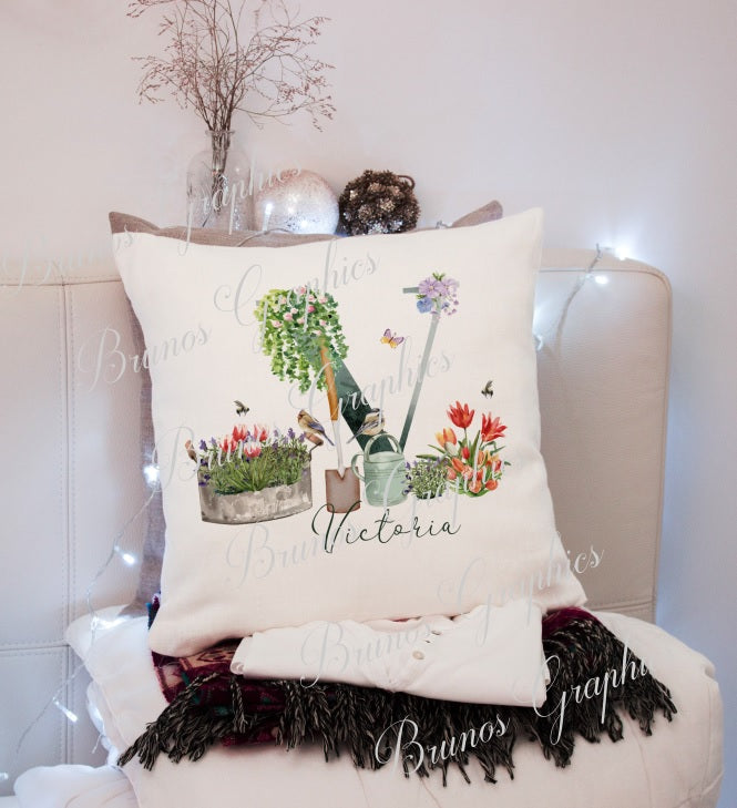 personalised Alphabet gardening cushion