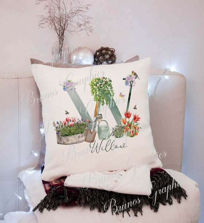 personalised Alphabet gardening cushion