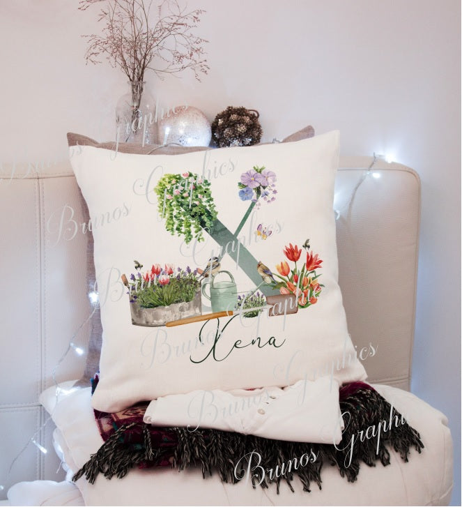 personalised Alphabet gardening cushion